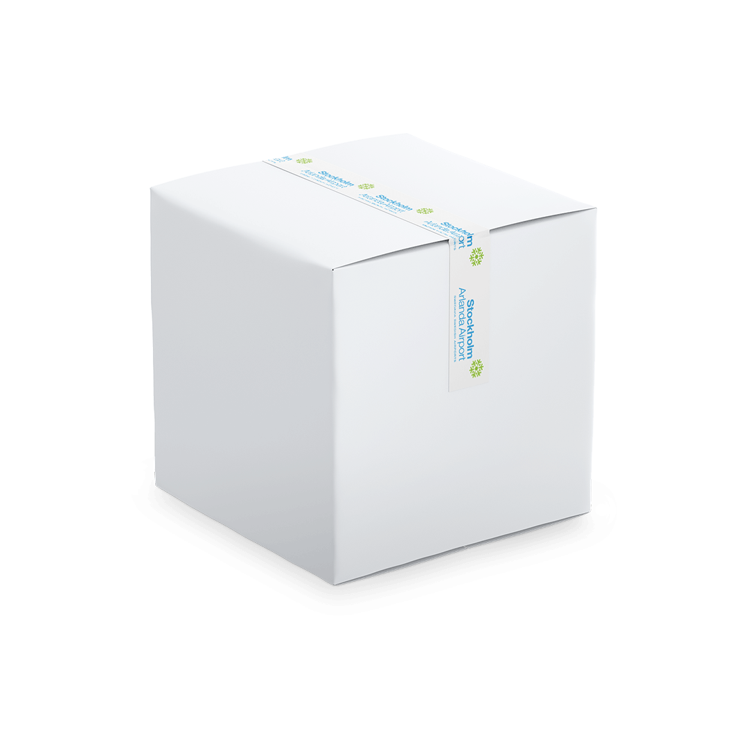 Stockholm-airport_box packtejp med tryck 48mm låda